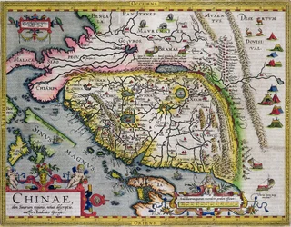 Ensimmäinen läntinen Kiinan kartastokartta, Ortelius Theatrum -atlasista, 1584